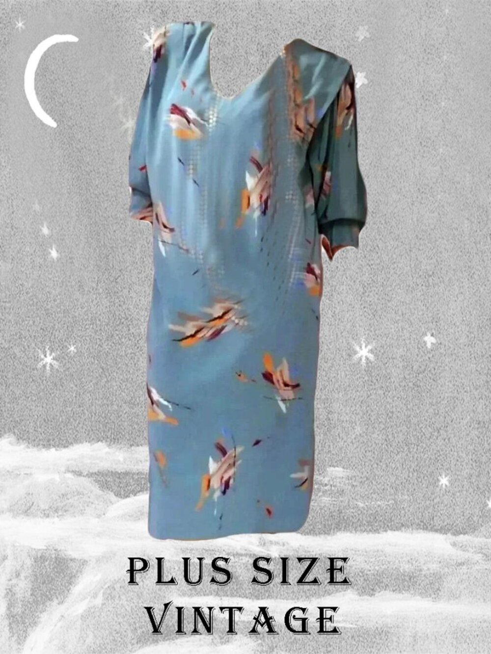 Plus Size Dolman Shift Dress Made With 40s Rayon is 80s Vintage